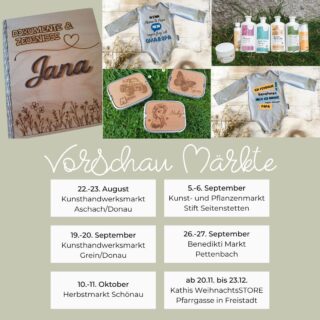 Hier ist es wieder total still, im Hintergrund läuft die Schultütenproduktion und auch der Ferienwahnsinn 😂 ... darum kurz und knackig ... die Marktvorschau, der Herbst hat es insich.
Freue mich über viele Besucher und ganz besonders auf den WeihnachtsSTORE in Freistadt.
#kunsthandwerkermarkt #artbeat #stiftseitenstetten #grein #khwmgrein
#benediktimarkt #handgenähtesfürkinder #genähtesfürkinderkaufen #biokleidungkaufen #biostoffe #personalisiertegeschenke
