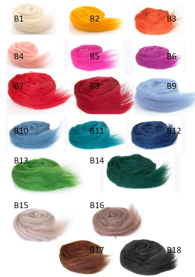 Schafschurwolle im Kammzug unifarben