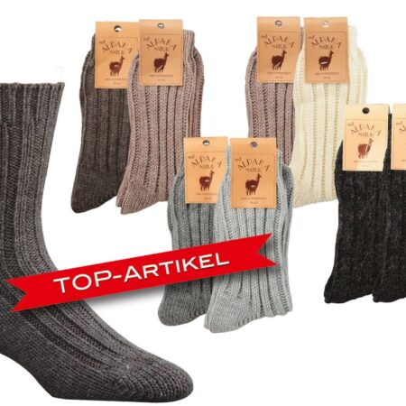 dicker Schafwollsocken mit Alpaka im 2er-Pack