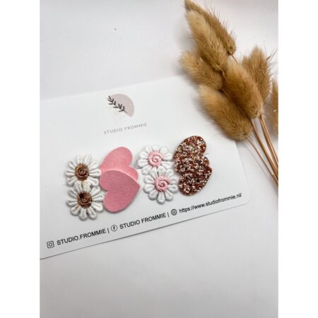 Blumennadeln rosa 4er Set