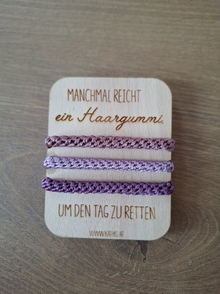 Haar-/Zopfgummi auf Holzkarte mit Spruch – Bild 5
