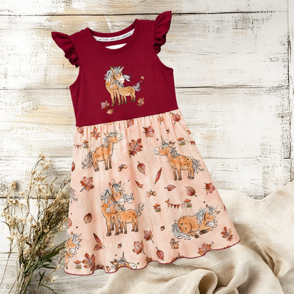 Drehkleid Herbstliebe Einhorn